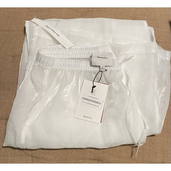 Reformation Olina Women's Pant Sheer White Size S NWT - Picture 2 of 2